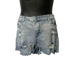 Cello Light Wash Blue Denim Jean Short‎ SZ 20 Women Distresses Destroyed Summer